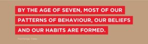 By the age of seven, most of our patterns of behaviour, our beliefs and our habits are formed.